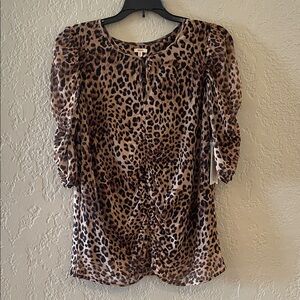 Reba Brown Leopard Print Blouse